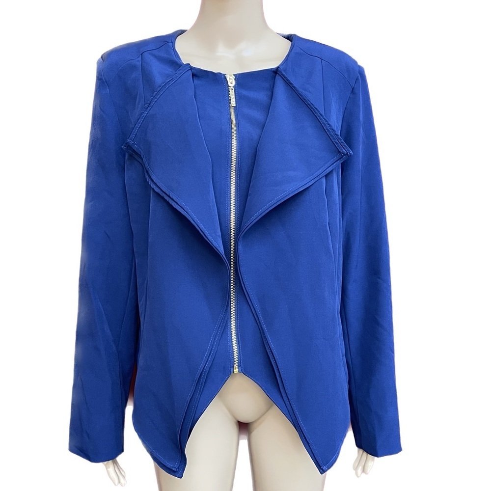 Iman Gold Zip Moto Jacket Blazer Size XL